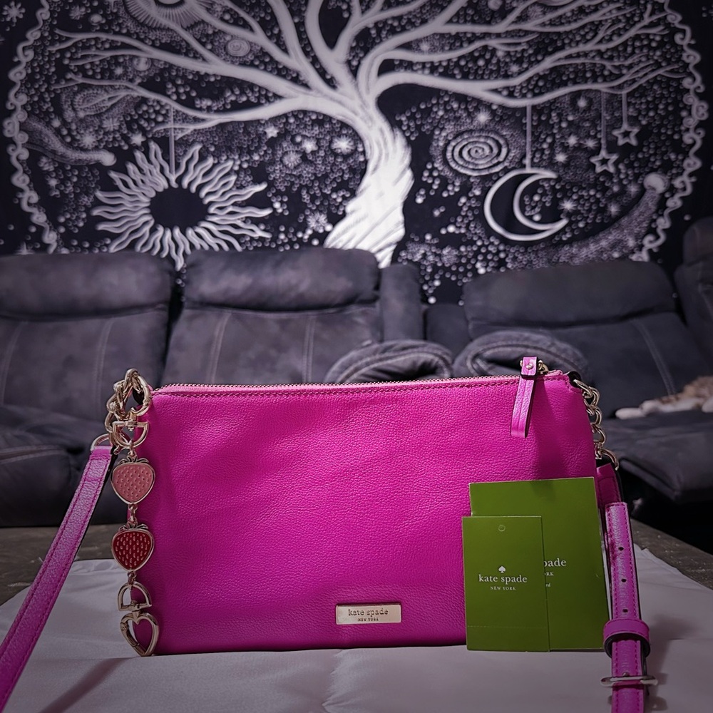 Kate Spade hot pink Y2K Fuchsia Crossbody Bag with Gold Accents - Picture 12 of 17